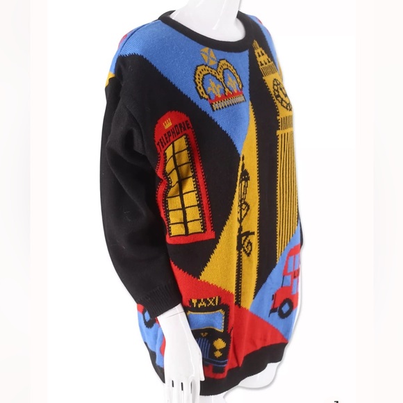 Vintage London Selena Faye 1980s Novelty Print Sweater Sz Small - Picture 2 of 3